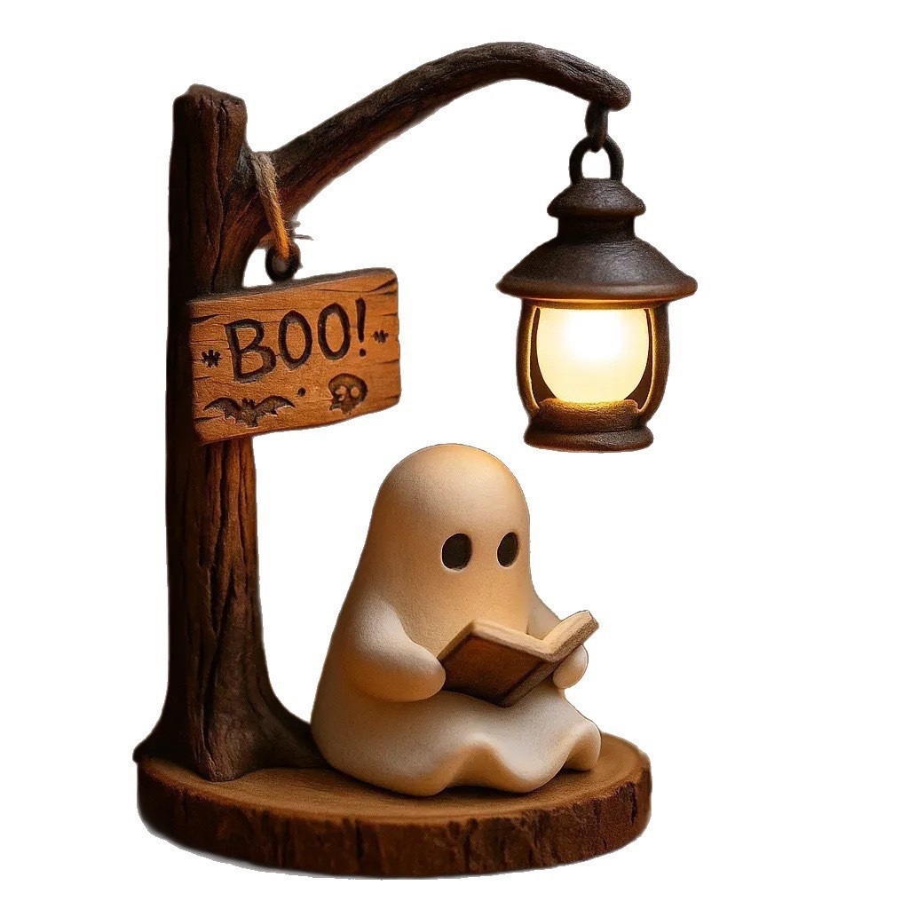 Renewable Energy Battery - Ghost Reading Lantern 4.3x3.14x6.3 Inches Resin