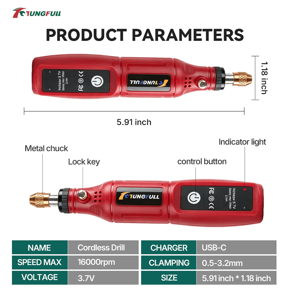 TUNGFULL 3.7V Cordless Rotary  - Renewable Energy Battery 评论和价格