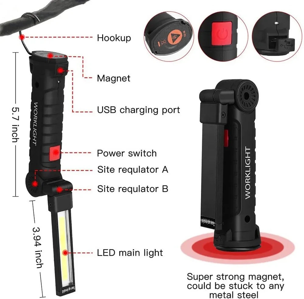 Portable COB LED Flashlight US - Renewable Energy Battery 评论和价格