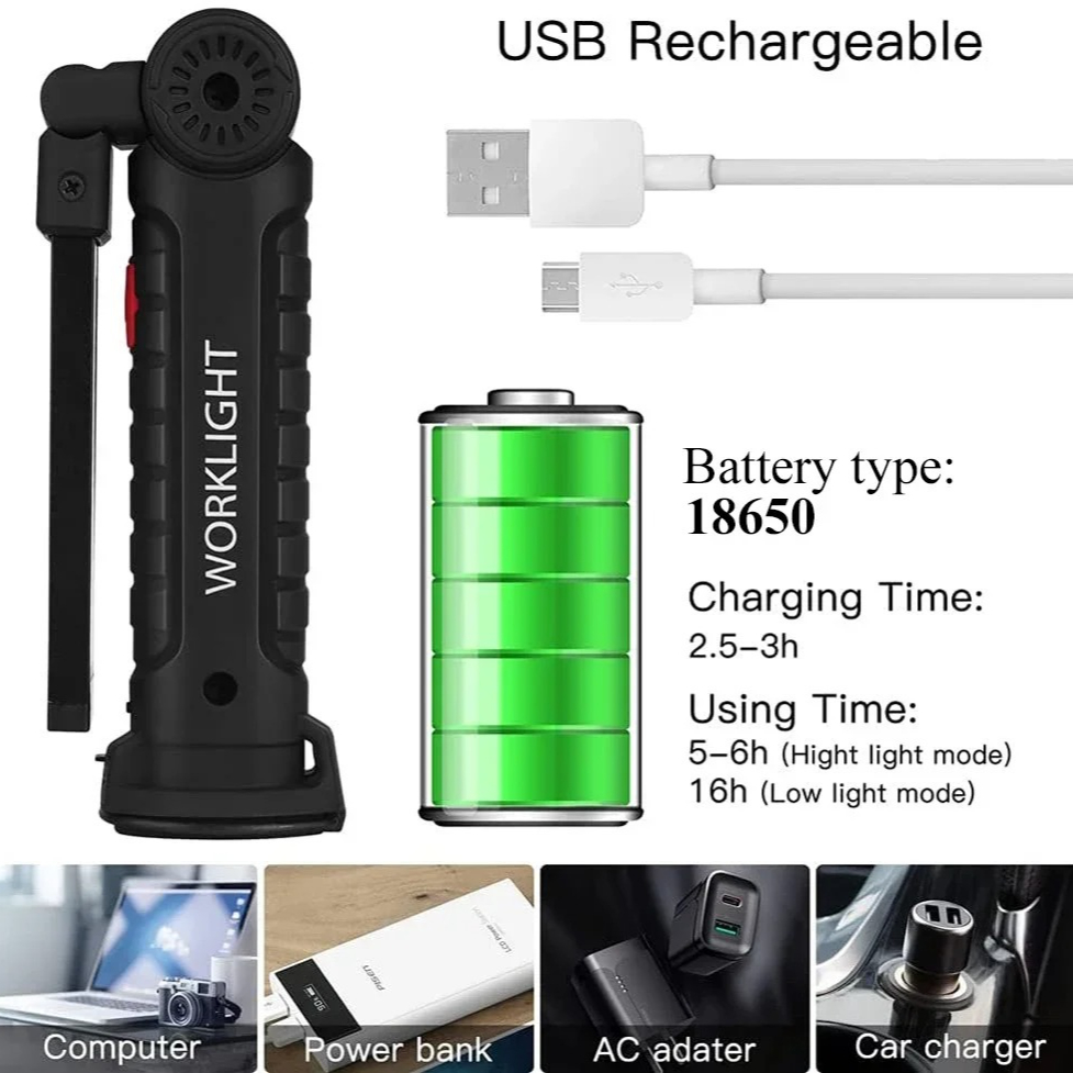 Portable COB LED Flashlight US - Renewable Energy Battery 评论和价格