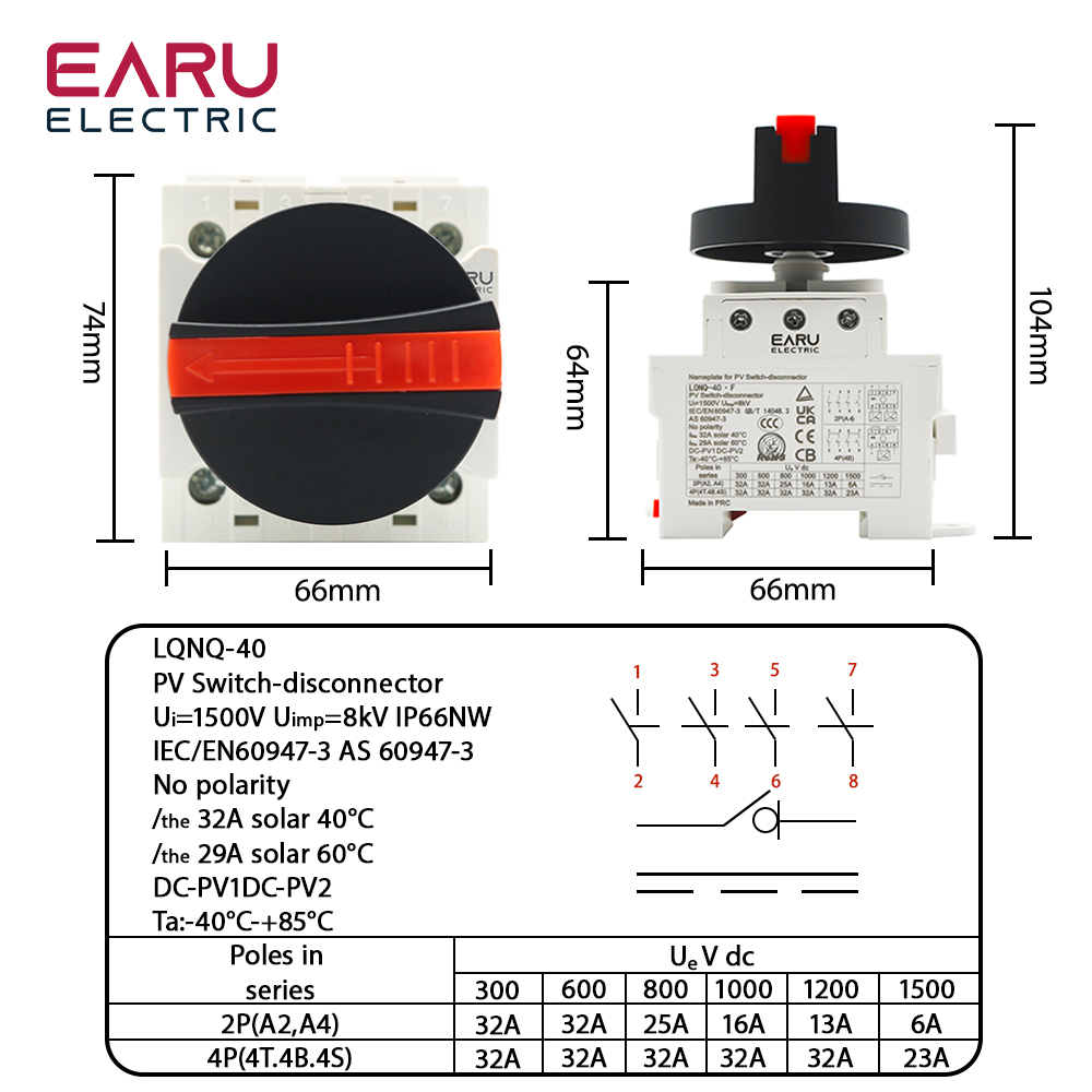 EARU 4P 32A DC 1500V Solar PV  - Solar Combiner Box 评论和价格